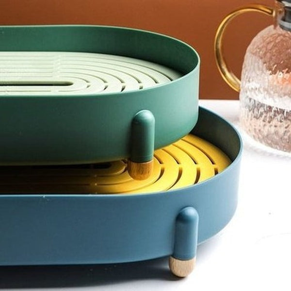 Tea Drain Tray Dish Racks & Drain Boards Oval Tea Drain Tray Cup Storage Rack – Dondepiso