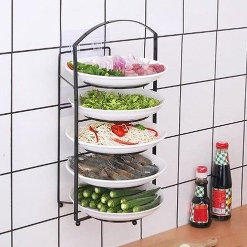 Hot Pot Food Rack Dish Racks & Drain Boards Punch-Free Metal Hot Pot Food Dish Rack · Dondepiso