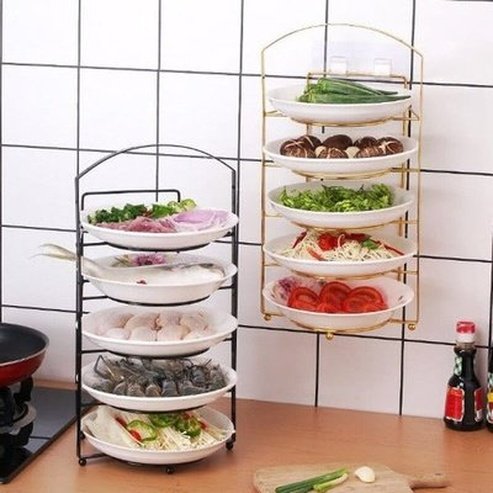Hot Pot Food Rack Dish Racks & Drain Boards Punch-Free Metal Hot Pot Food Dish Rack · Dondepiso
