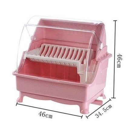 Dish Storage Box Dish Racks & Drain Boards can be switched Kitchenware Storage Dish Organizer Box With Lid - Dondepiso