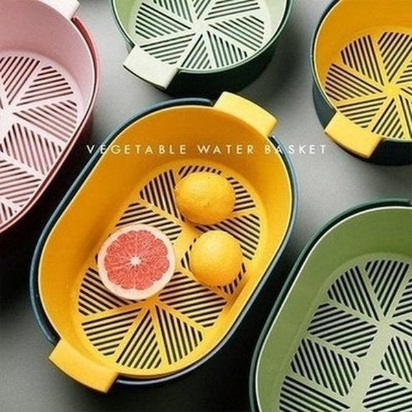 Double Drain Basket Bowl Colanders & Strainers Double Basket Food Colander Bowl - Dondepiso
