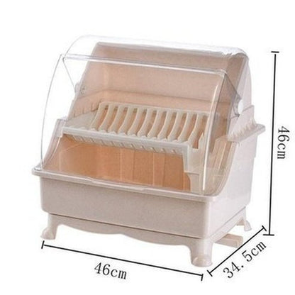 Dish Storage Box Dish Racks & Drain Boards can be switched1 Kitchenware Storage Dish Organizer Box With Lid - Dondepiso