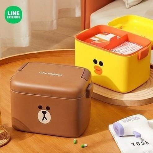 LINE FRIENDS First Aid Kit Household Storage Containers LINE FRIENDS Kawaii Cartoon Brown First Aid Kit - Dondepiso