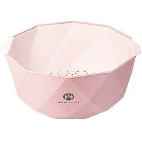 Double Layer Drain Basket Colanders & Strainers Large pink Double Layer Kitchen Sink Drain Basket - Dondepiso