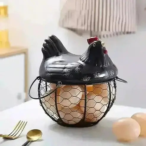 Hen Egg Basket Food Storage Containers Chicken-shaped metal mesh egg basket · Dondepiso