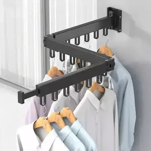 Folding Clothes Hanger Drying Racks & Hangers Black  Wall Retractable Clothes Drying Rack – Dondepiso