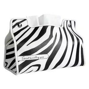 Leather Tissue Box Facial Tissue Holders Zebra Decor Leather Table Tissue Storage Box · Dondepiso