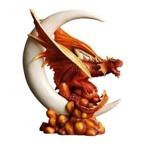 Magic Dragon Figurine Figurines Red Decorative Figure Of Mythological Dragon With Moon · Dondepiso