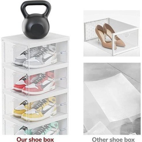 Foldable Shoe Rack White Foldable Shoe Boxes Rack with Lids 6 · Dondepiso