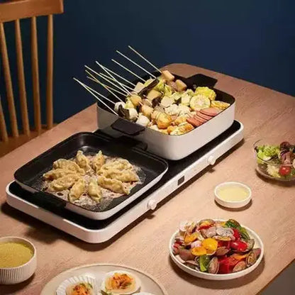 Xiaomi Double Induction Food Cooker. Xiaomi Mijia 2200w High-power Heating Dual-stove Hot Pot Cooking With Baking Tray
