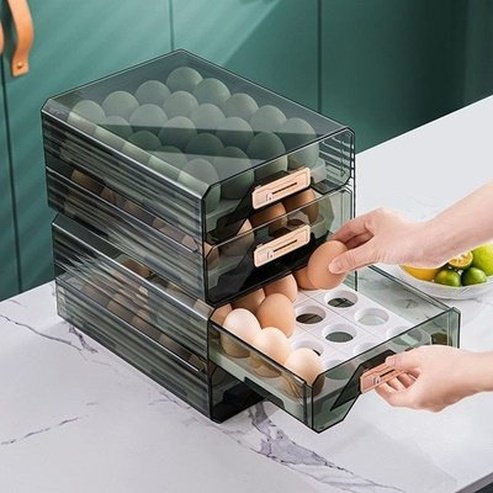 Egg Storage Box Food Storage Containers 2 Tier Plastic Egg Storage Container Box · Dondepiso