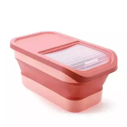Storage Rice Tank Food Storage Containers Pink Collapsible rice storage bucket with lid – Dondepiso