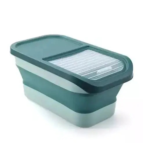 Storage Rice Tank Food Storage Containers Green Collapsible rice storage bucket with lid – Dondepiso