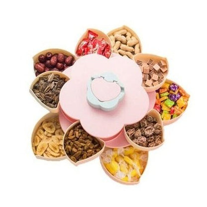 Flower Snack Box Food Storage Containers Pink Cute Rotating Flower Petal Snack Storage Box · Dondepiso