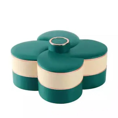 Flower Snack Box Food Storage Containers Green Flower Shape Rotating Snack Storage Box Tray – Dondepiso