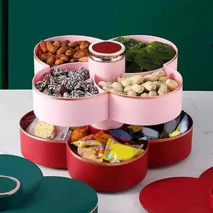Flower Snack Box Food Storage Containers Flower Shape Rotating Snack Storage Box Tray – Dondepiso