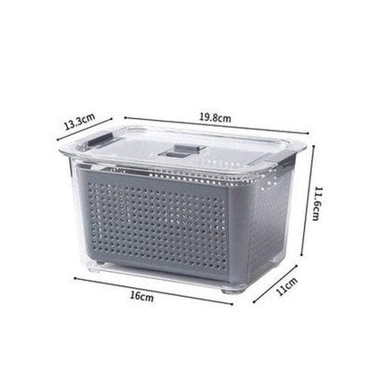 Fresh Fridge Storage Box Food Storage Containers 1.7L Grey 1 Vent Fridge Partitioned Food Storage Containers with Lid - Dondepiso