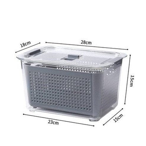 Fresh Fridge Storage Box Food Storage Containers 4.5L Grey 1 Vent Fridge Partitioned Food Storage Containers with Lid - Dondepiso