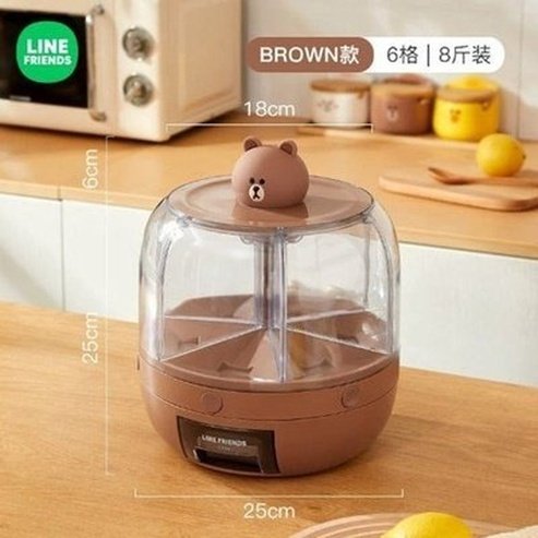 LINE FRIENDS Rotating Rice Box Food Storage Containers LINE FRIENDS Cartoon Brown Sally Rotating Rice Box - Dondepiso