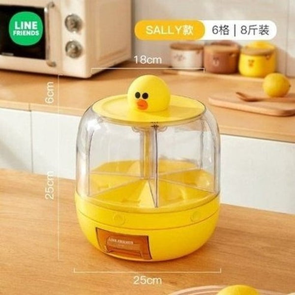 LINE FRIENDS Rotating Rice Box Food Storage Containers LINE FRIENDS Cartoon Brown Sally Rotating Rice Box - Dondepiso