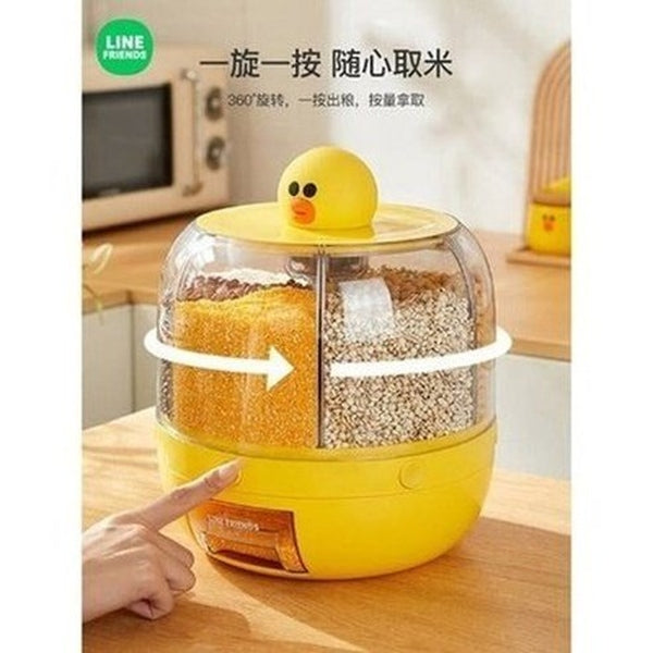 LINE FRIENDS Rotating Rice Box Food Storage Containers LINE FRIENDS Cartoon Brown Sally Rotating Rice Box - Dondepiso