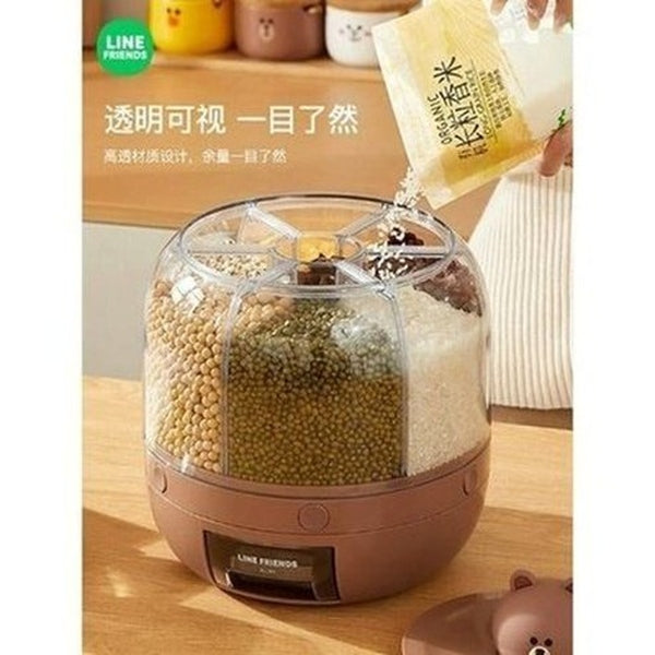 LINE FRIENDS Rotating Rice Box Food Storage Containers LINE FRIENDS Cartoon Brown Sally Rotating Rice Box - Dondepiso