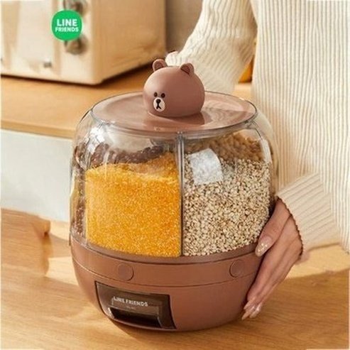 LINE FRIENDS Rotating Rice Box Food Storage Containers Sally LINE FRIENDS Cartoon Brown Sally Rotating Rice Box - Dondepiso