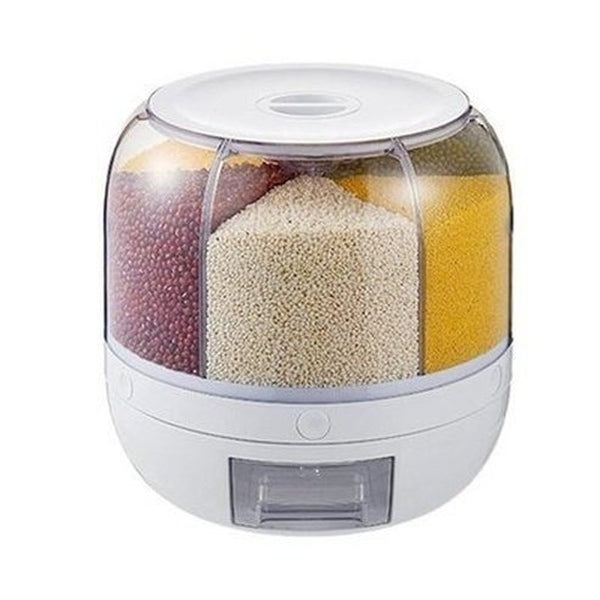 Rotating Rice Bucket Food Storage Containers White Moisture-proof sealed rotating rice bucket – Dondepiso