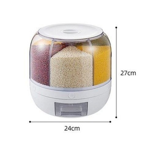 Rotating Rice Bucket Food Storage Containers White Moisture-proof sealed rotating rice bucket – Dondepiso