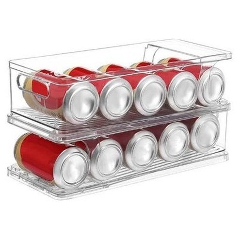 Soda Can Organizer Food Storage Containers Transparent Stackable Sliding Fridge Soda Can Organizer Box · Dondepiso