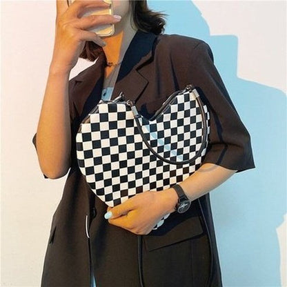 Heart Shoulder Bag Handbags Checkered Shoulder Bag for Women · Dondepiso