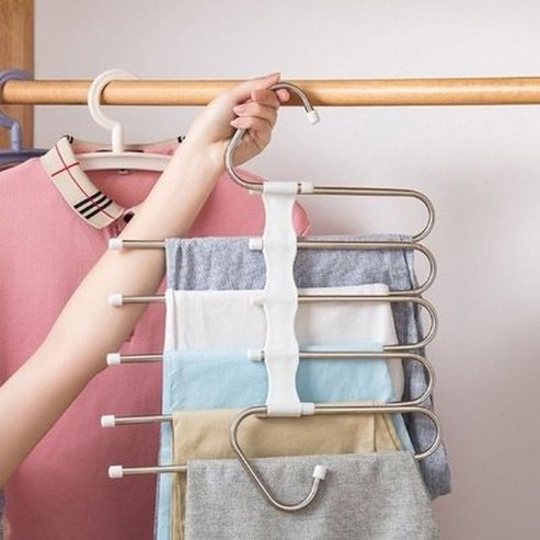 5 Tier Trouser Hanger Hangers White 5 Tiers Storage trouser Hanger Rack · Dondepiso