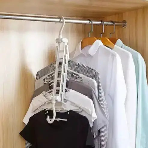 Closet Organizer Hanger Hangers White Multi-Clip Rotating Organizer Clothes Hanger – Dondepiso