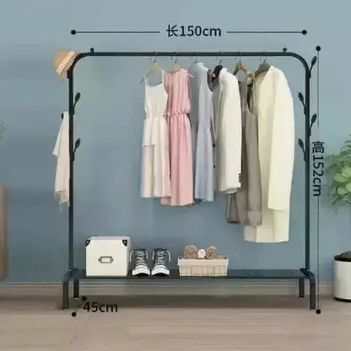 Thick steel double layer double bar open indoor floor standing coat rack. Storage and Organization. Clothes storage and wardrobe