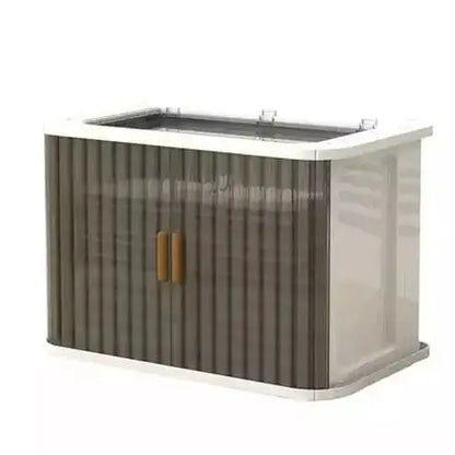 Folding Storage Box Household Storage Containers Brown Collapsible Design Drawer Container with Lid · Dondepiso