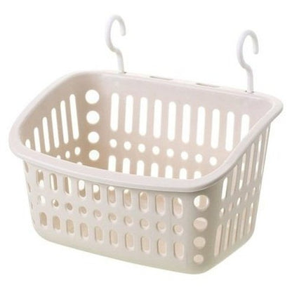 Double hook Hang Basket Household Storage Containers beige M Double Hook Plastic Hanging Storage Basket – Dondepiso