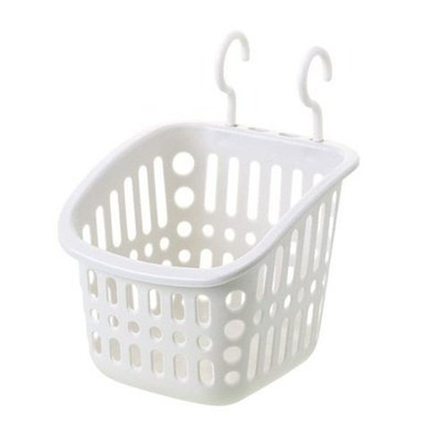 Double hook Hang Basket Household Storage Containers square white Double Hook Plastic Hanging Storage Basket – Dondepiso