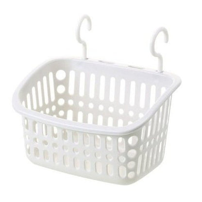 Double hook Hang Basket Household Storage Containers White S Double Hook Plastic Hanging Storage Basket – Dondepiso