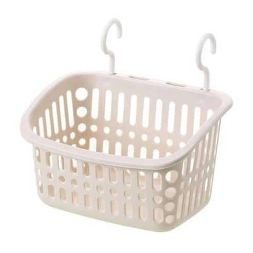 Double hook Hang Basket Household Storage Containers beige S Double Hook Plastic Hanging Storage Basket – Dondepiso