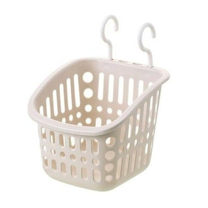 Double hook Hang Basket Household Storage Containers square beige Double Hook Plastic Hanging Storage Basket – Dondepiso