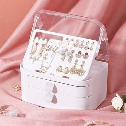 Jewelery Storage Drawer Household Storage Containers Double Layer Clear Travel Jewelry Storage Box · Dondepiso