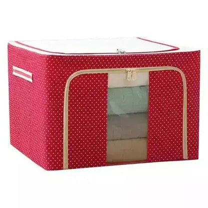 Foldable Dustproof Bag Household Storage Containers Red dots Folding Cloth Clothes Storage Box With Lid – Dondepiso