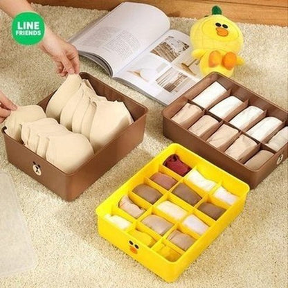 LINE FRIENDS Socks Container Household Storage Containers Sally LINE FRIENDS Cute Brown Sally Socks Organizer Container - Dondepiso