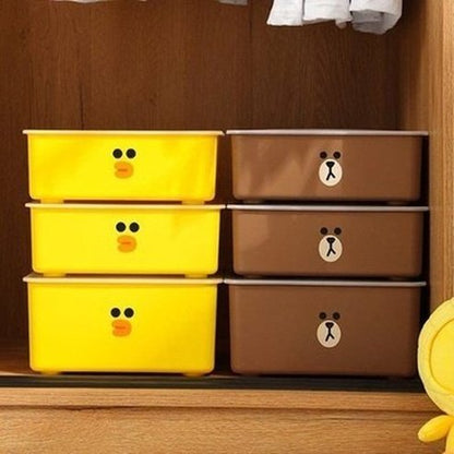 LINE FRIENDS Socks Container Household Storage Containers LINE FRIENDS Cute Brown Sally Socks Organizer Container - Dondepiso