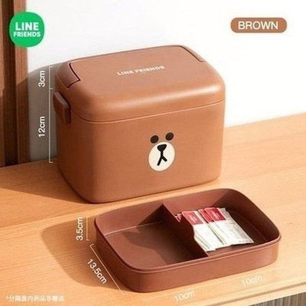 LINE FRIENDS First Aid Kit Household Storage Containers LINE FRIENDS Kawaii Cartoon Brown First Aid Kit - Dondepiso