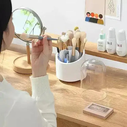 Makeup Brush Storage Box Household Storage Containers White Round Makeup Brush Storage Box with Lid – Dondepiso 