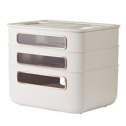 Router Storage Box Household Storage Containers White 3 Layers Router Storage Case Power Charger Organizer – Dondepiso