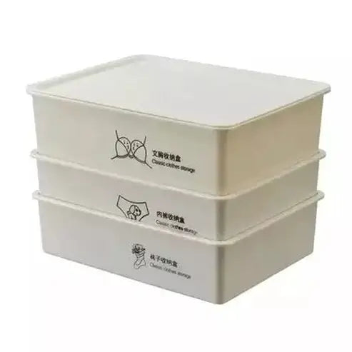 Bra Storage Divider Box Household Storage Containers Beige 3Pcs set Sturdy Bra Storage Divider Box with Lid – Dondepiso