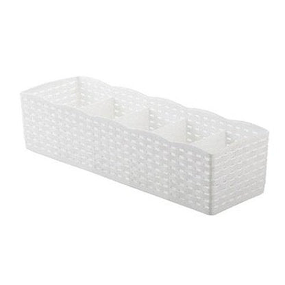 5 Grids Socks Box Household Storage Containers White Underwear Storage Closet Organizer Basket – Dondepiso