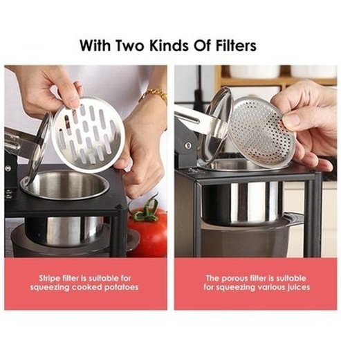 Manual Press Juicer Juicers Black Heavy-Duty Stainless Steel Manual Juicer With Rod · Dondepiso